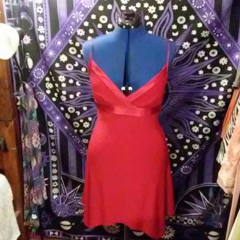 Red low cut dress